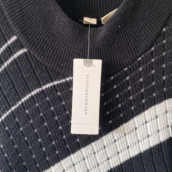 Moth Anthropology Womens Black White Sleeveless Mock Neck Sweater Dress Size S - Picture 6 of 6